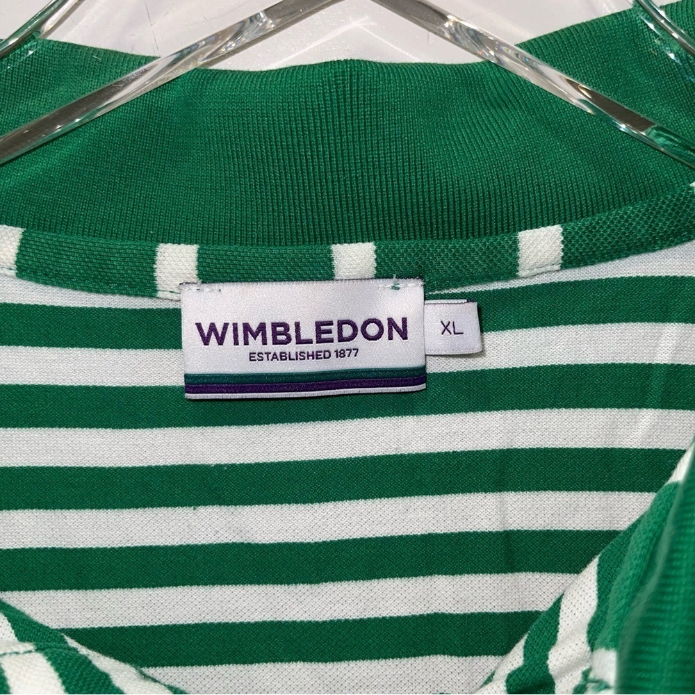 Wimbledon Championship Green & White Striped Polo Shirt Adult XL - Picture 3 of 5